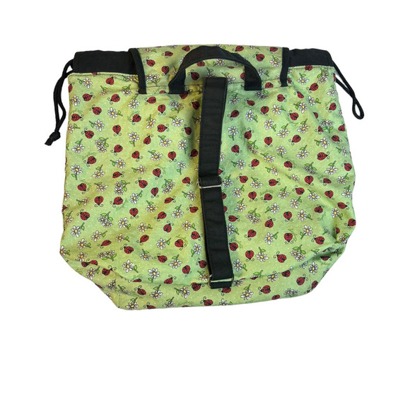 Longaberger Homestead Exclusive Green Gathering Lady Bug Fabric Bag Backpack - Picture 2 of 10